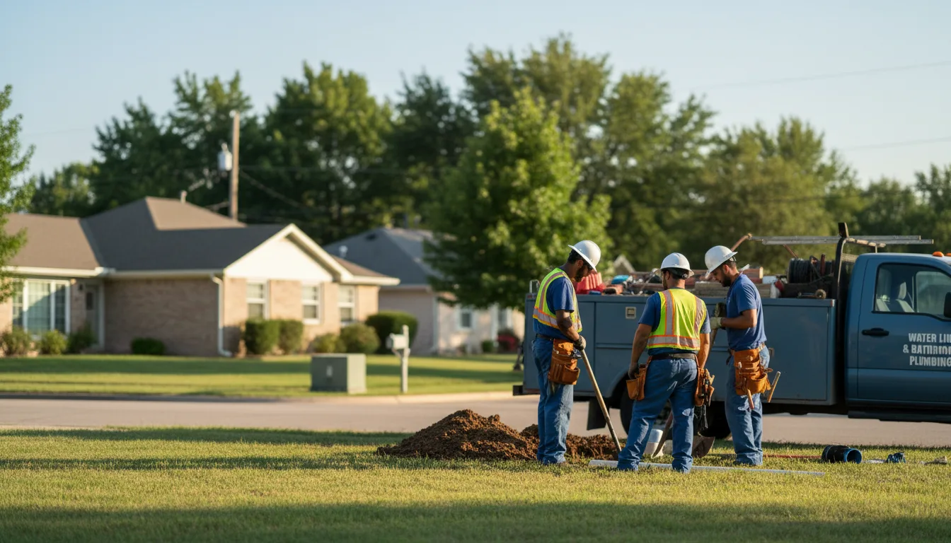 Residential water line and bathroom plumbing service in Grissom Arb, IN